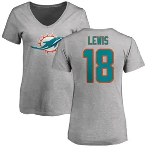 Women's Malcolm Lewis Miami Dolphins Name & Number Logo Slim Fit T-Shirt - Ash