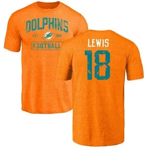 Youth Malcolm Lewis Miami Dolphins Orange Distressed Name & Number Tri-Blend T-Shirt